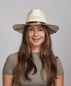 Barcelona Womens Wide Brim Firm Straw Sun Hat