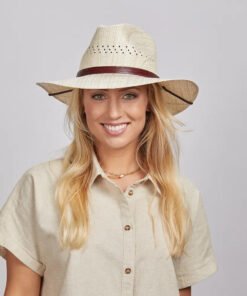 Barcelona Womens Wide Brim Firm Straw Sun Hat