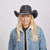 Hollywood Womens Leather Cowgirl Hat