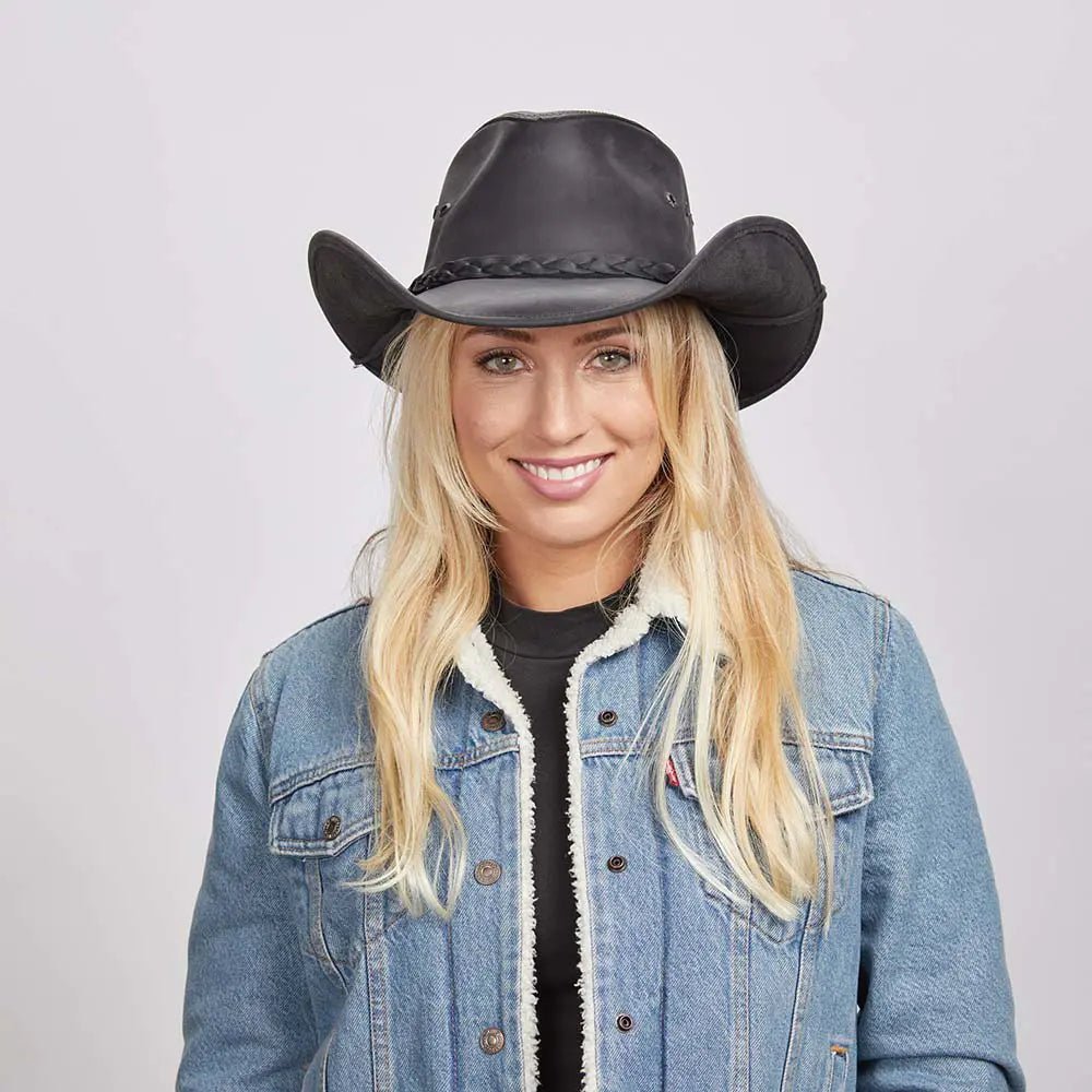 Hollywood Womens Leather Cowgirl Hat