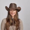 Hollywood Womens Leather Cowgirl Hat