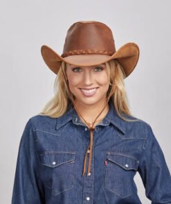 Hollywood Womens Leather Cowgirl Hat Copper