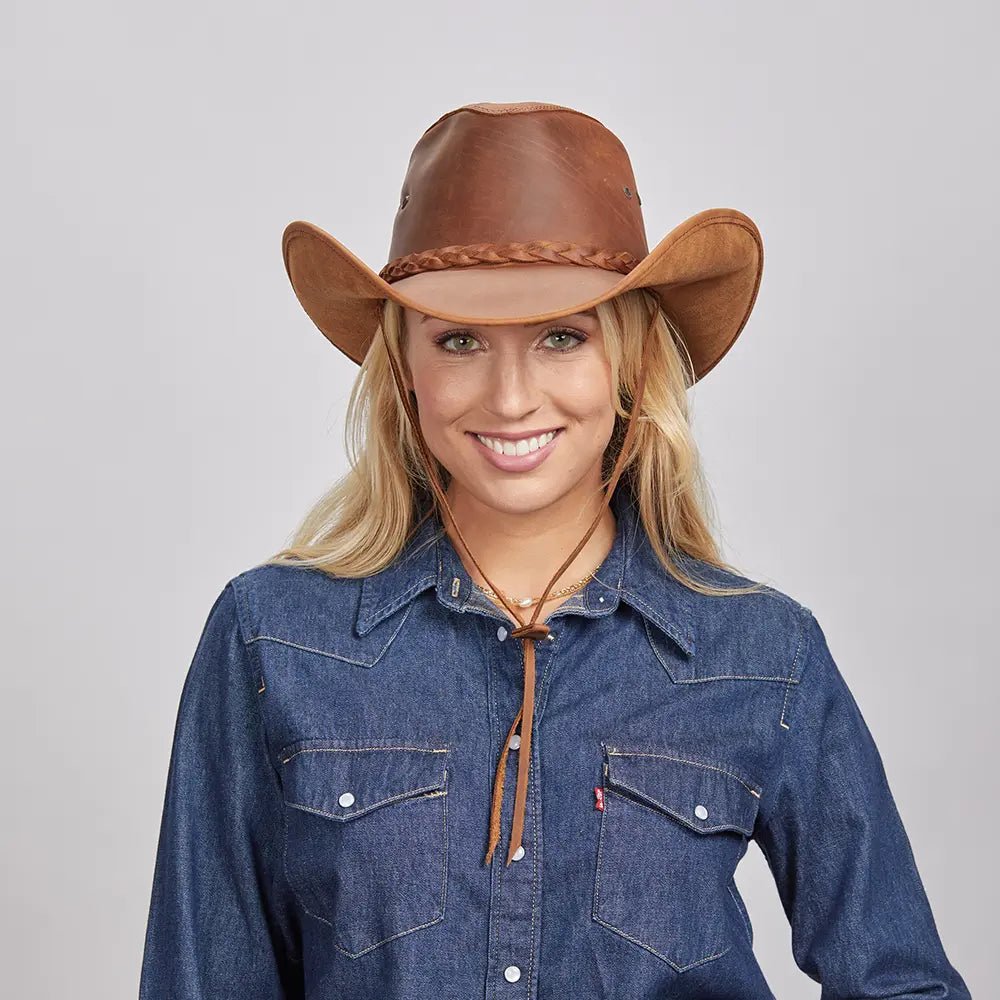 Hollywood Womens Leather Cowgirl Hat Copper